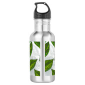 Naadloos patroon met groene theelbladeren waterfles (Achterkant)