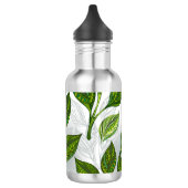 Naadloos patroon met groene theelbladeren waterfles (Links)