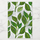 Naadloos patroon met groene theelbladeren wijn etiket (Enkel label)