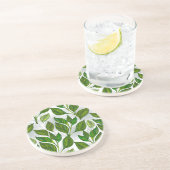 Naadloos patroon met groene theelbladeren zandsteen onderzetter (Zijkant)