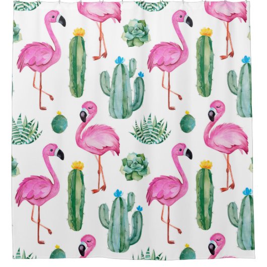 Naadloos patroon met groene waterverf cactus, zoal douchegordijn (Voorkant)