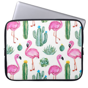 Naadloos patroon met groene waterverf cactus, zoal laptop sleeve