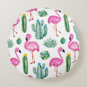 Naadloos patroon met groene waterverf cactus, zoal rond kussen