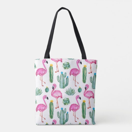Naadloos patroon met groene waterverf cactus, zoal tote bag (Achterkant)