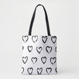 Naadloos patroon met handgetekend hart tote bag