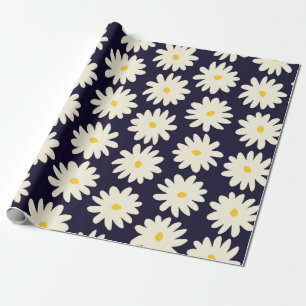 Naadloos patroon met handgetekende bloemen in crèm cadeaupapier