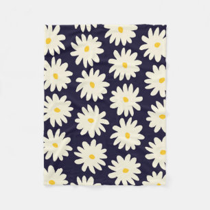 Naadloos patroon met handgetekende bloemen in crèm fleece deken