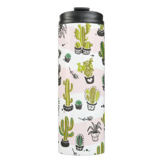  naadloos patroon met handgetekende cactus el thermosbeker