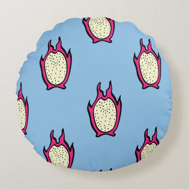  naadloos patroon met handgetekende draak voor rond kussen (Voorkant)