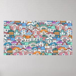  naadloos patroon met handgetekende en kleur poster