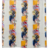 Naadloos patroon met handgetekende verflijnen. Ar Douchegordijn (Voorkant)