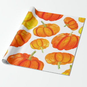 Naadloos patroon met handgetekende waterverf oranj cadeaupapier