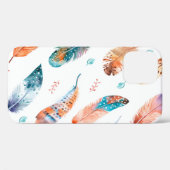 Naadloos patroon met handgetrokken veren op wit Case-Mate iPhone case (Achterkant (horizontaal))