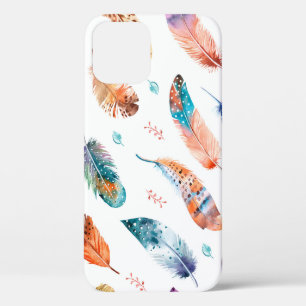 Naadloos patroon met handgetrokken veren op wit Case-Mate iPhone case
