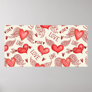 Naadloos patroon met hart. Happy Valentijnse's Da Poster