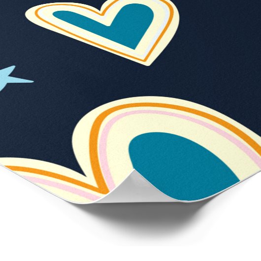 Naadloos patroon met hart, regenbogen en celesti poster (Hoek)