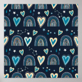 Naadloos patroon met hart, regenbogen en celesti poster (Voorkant)