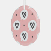 Naadloos patroon met harten. glas ornament (Voorkant links)