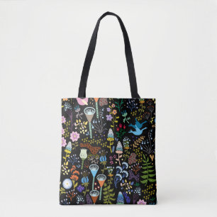 naadloos patroon met helder, veelkleurig bloem tote bag