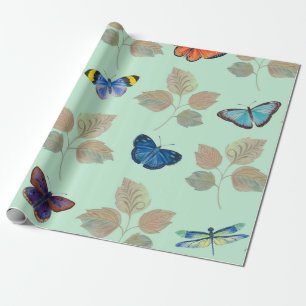Naadloos patroon met heldere vlinders en takken cadeaupapier