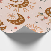 naadloos patroon met hemelogen, maan, zon cadeaupapier (Hoek)