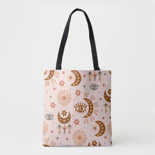 naadloos patroon met hemelogen, maan, zon tote bag (Voorkant)