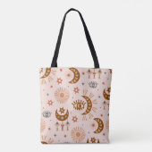 naadloos patroon met hemelogen, maan, zon tote bag (Achterkant)
