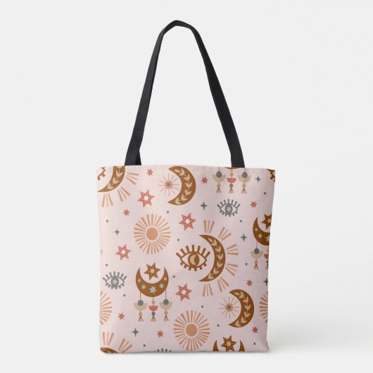 naadloos patroon met hemelogen, maan, zon tote bag (Achterkant)
