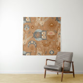 naadloos patroon met hemelse uil en hare wandkleed (In Situ (horizontaal))