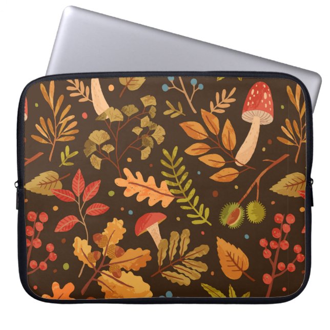 Naadloos patroon met herfstbladeren, voor laptop sleeve (Voorkant)