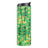 Naadloos patroon met herfstbos thermosbeker (Gedraaid links)