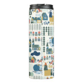 Naadloos patroon met het scandinavische dorp in he thermosbeker (Achterkant)