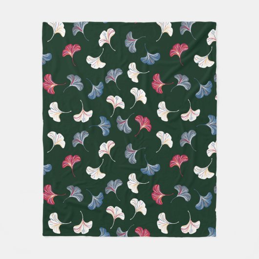 , naadloos patroon met inkgobladeren fleece deken (Voorkant)