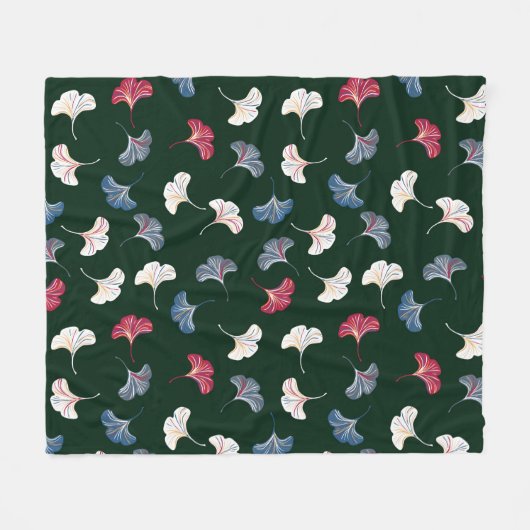 , naadloos patroon met inkgobladeren fleece deken (Voorkant (Horizontaal))