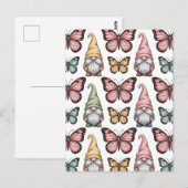 Naadloos patroon met kabouters en vlinders briefkaart (Voorkant / Achterkant)