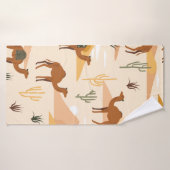 Naadloos patroon met kamelen, duinen en cacti's. S Badhanddoek (Badhanddoek)