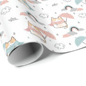 Naadloos Patroon met Kawaii Leuke Kat Cadeaupapier (Rol Hoek)