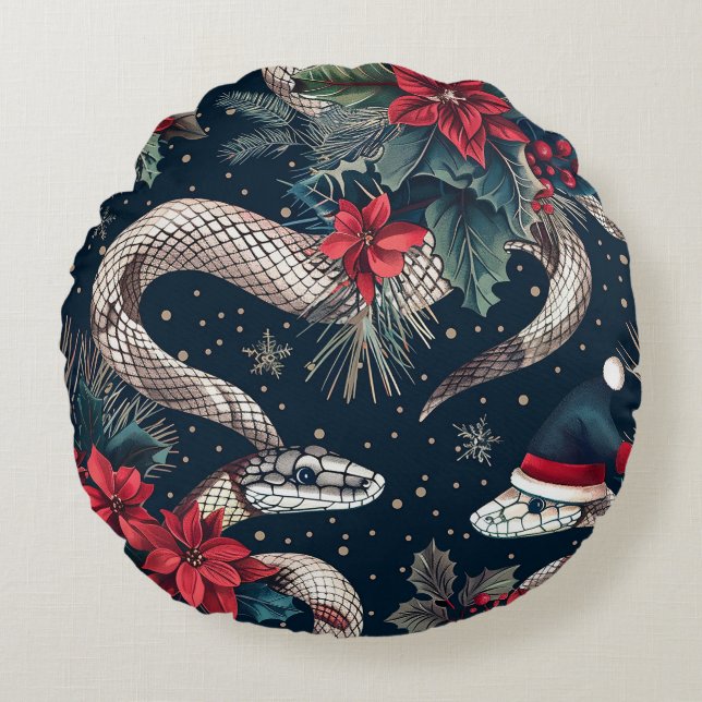 Naadloos patroon met kerstboomtakken, poi rond kussen (Voorkant)