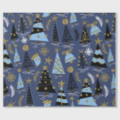 Naadloos patroon met kerstglitterbomen, bel cadeaupapier (Vlak)