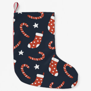 Naadloos patroon met kerstsokken, snoepsnoeren kleine kerstsok