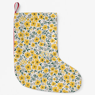 Naadloos patroon met kleine gele bloemen kerstsok