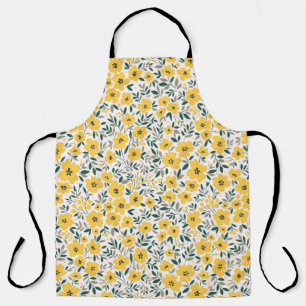Naadloos patroon met kleine gele bloemen schort