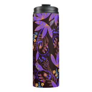 Naadloos patroon met kleine levendige bloemen. Vin Thermosbeker