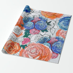 Naadloos patroon met kleurrijke bloemen cadeaupapier
