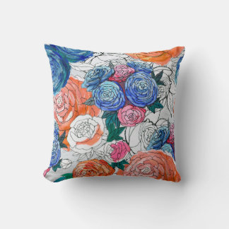 Naadloos patroon met kleurrijke bloemen kussen