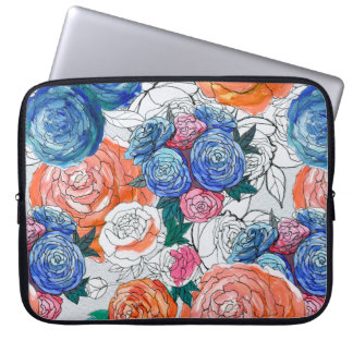 Naadloos patroon met kleurrijke bloemen laptop sleeve