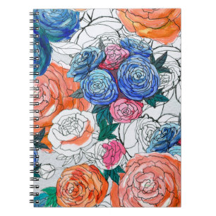 Naadloos patroon met kleurrijke bloemen notitieboek