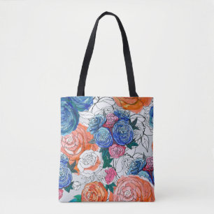 Naadloos patroon met kleurrijke bloemen tote bag