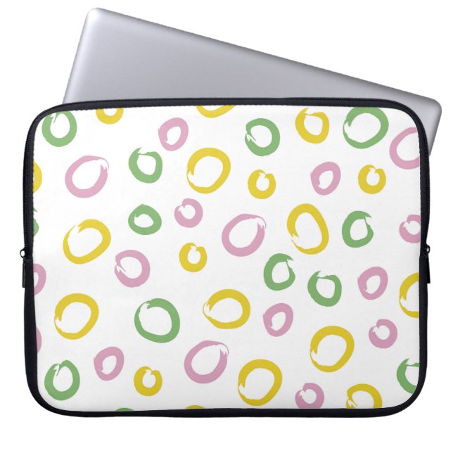 Naadloos patroon met kleurrijke cirkels, roze, gr laptop sleeve (Voorkant)