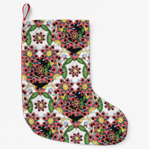 Naadloos patroon met kleurrijke harten kleine kerstsok